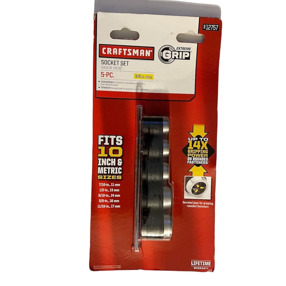NEW Craftsman Extreme Grip 5-Pc Piece Socket Set (3/8-In. Drive) 9-12757